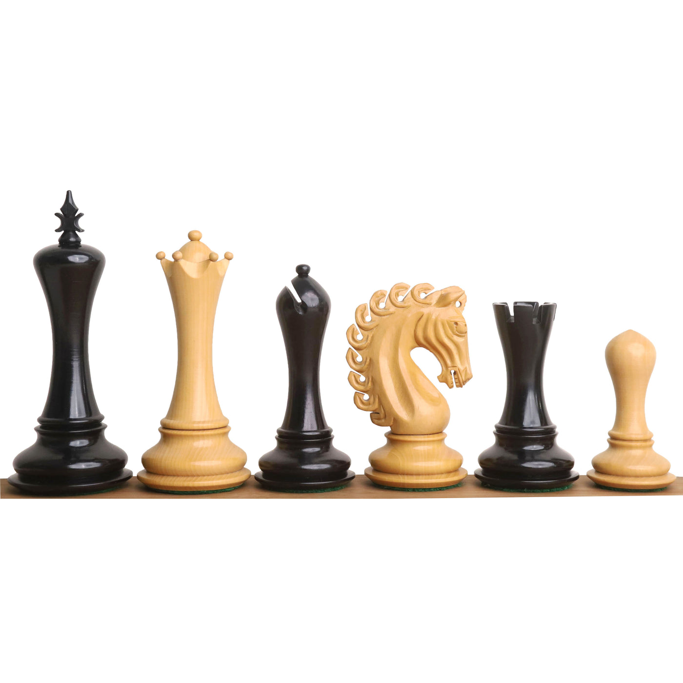 Combo of 4.6" Avant Garde Triple Weighted Luxury Staunton Ebony Wood Chess Pieces with 23" Printed Chessboard and Storage Box