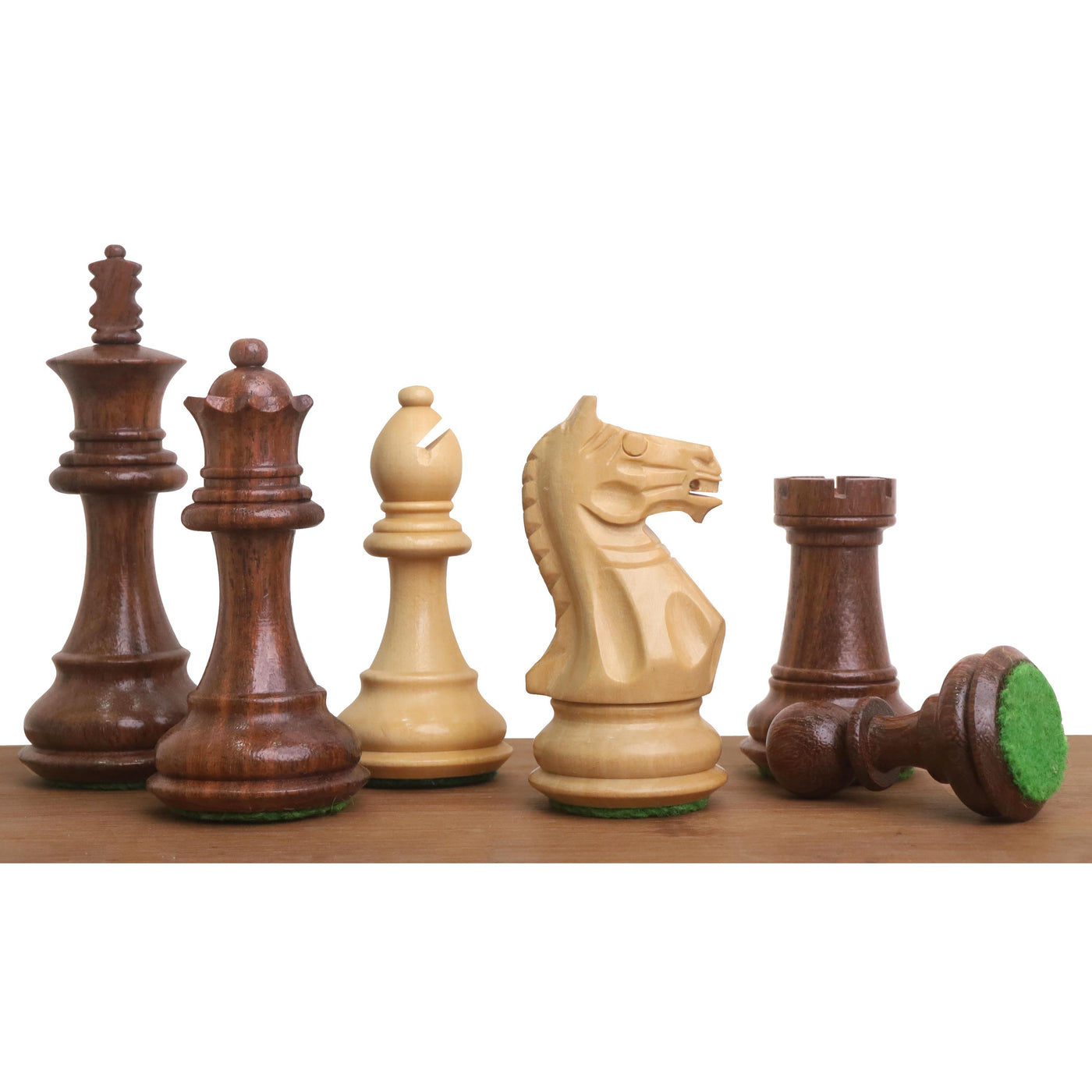 3.5" Fierce Knight Staunton Chess Set - Chess Pieces Only - Weighted Golden Rosewood