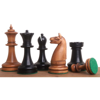 1900s' American Chess Company Reproduction Chess Set - Chess Pieces Only - Antiqued & Ebonised Boxwood - 3.9" King