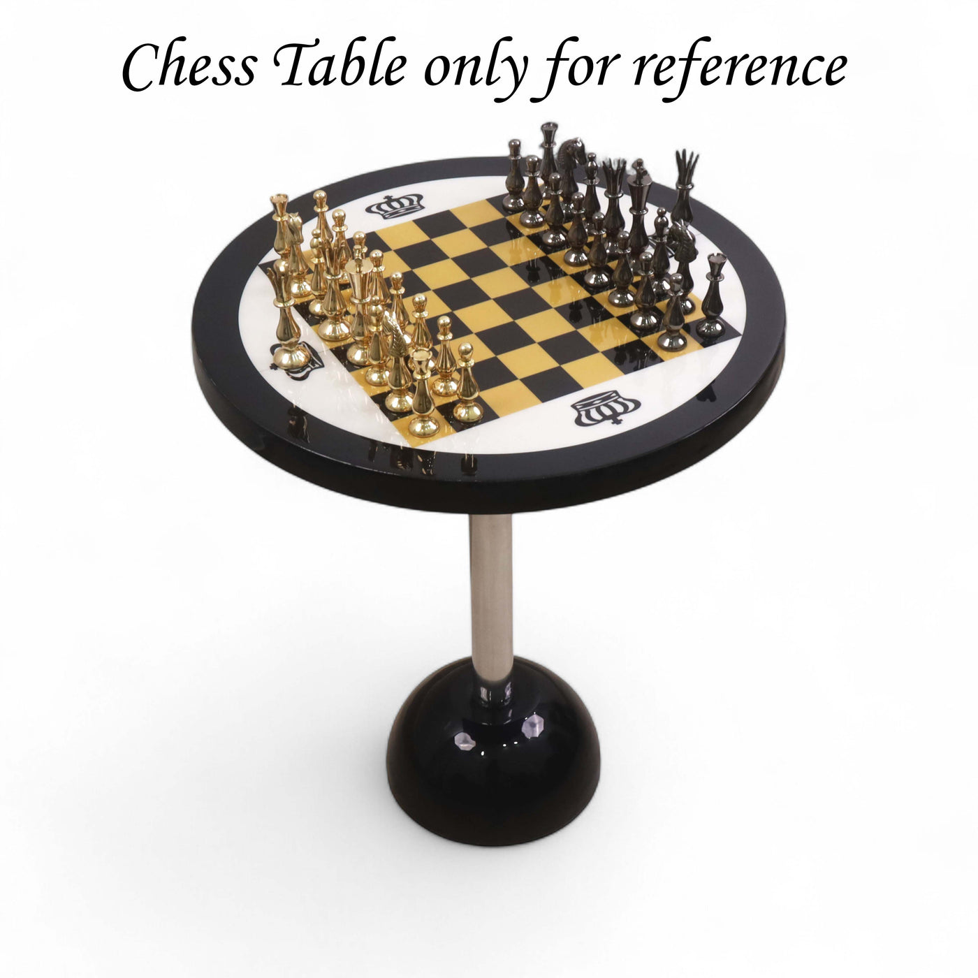 3.6” Regal Curve Series Brass Metal Luxury Chess Set - Pieces Only- Gold & Metallic Grey