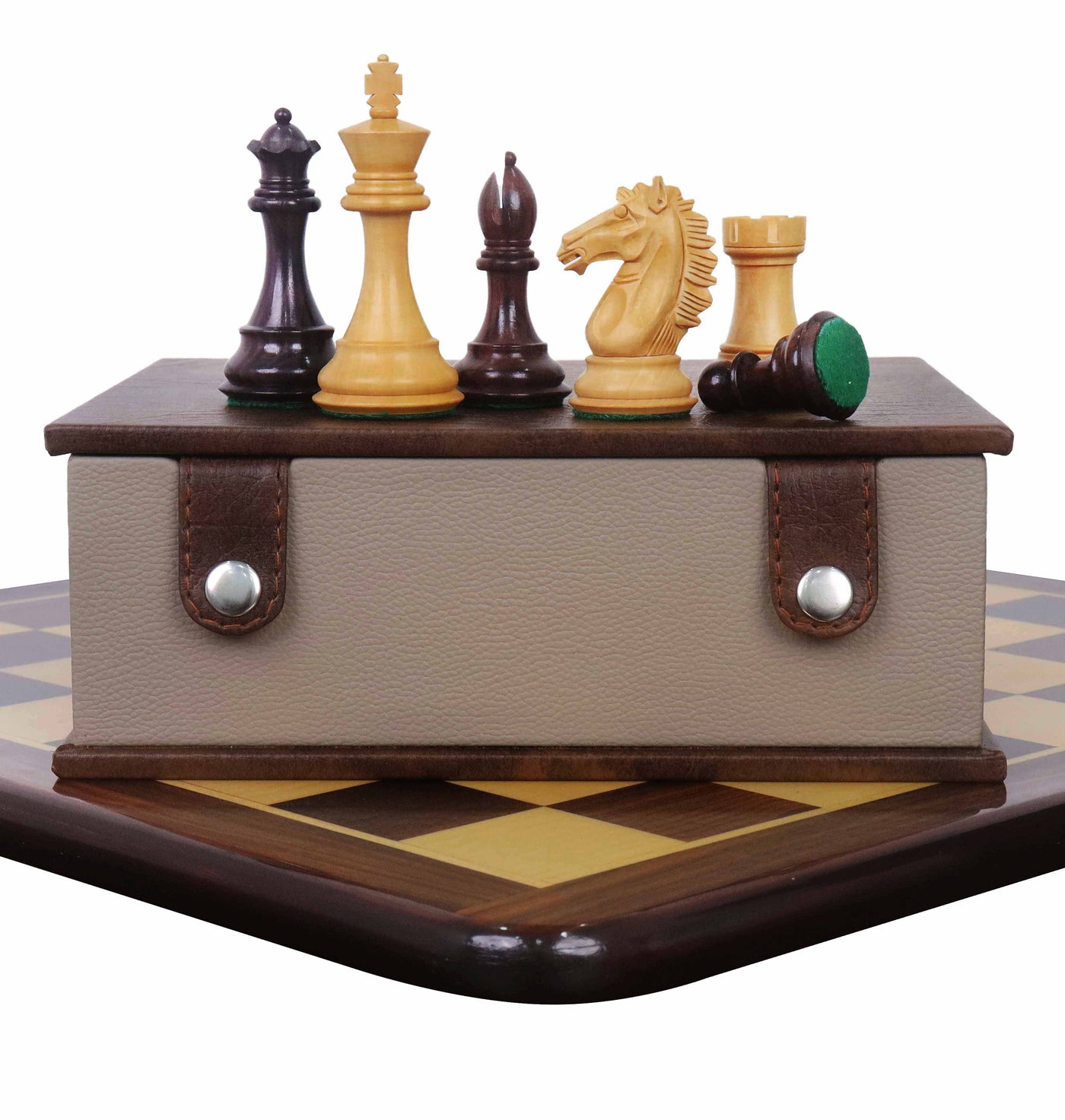 Combo of 3.9" Exclusive Alban Staunton Chess Set - Pieces in Rosewood with Board and Box