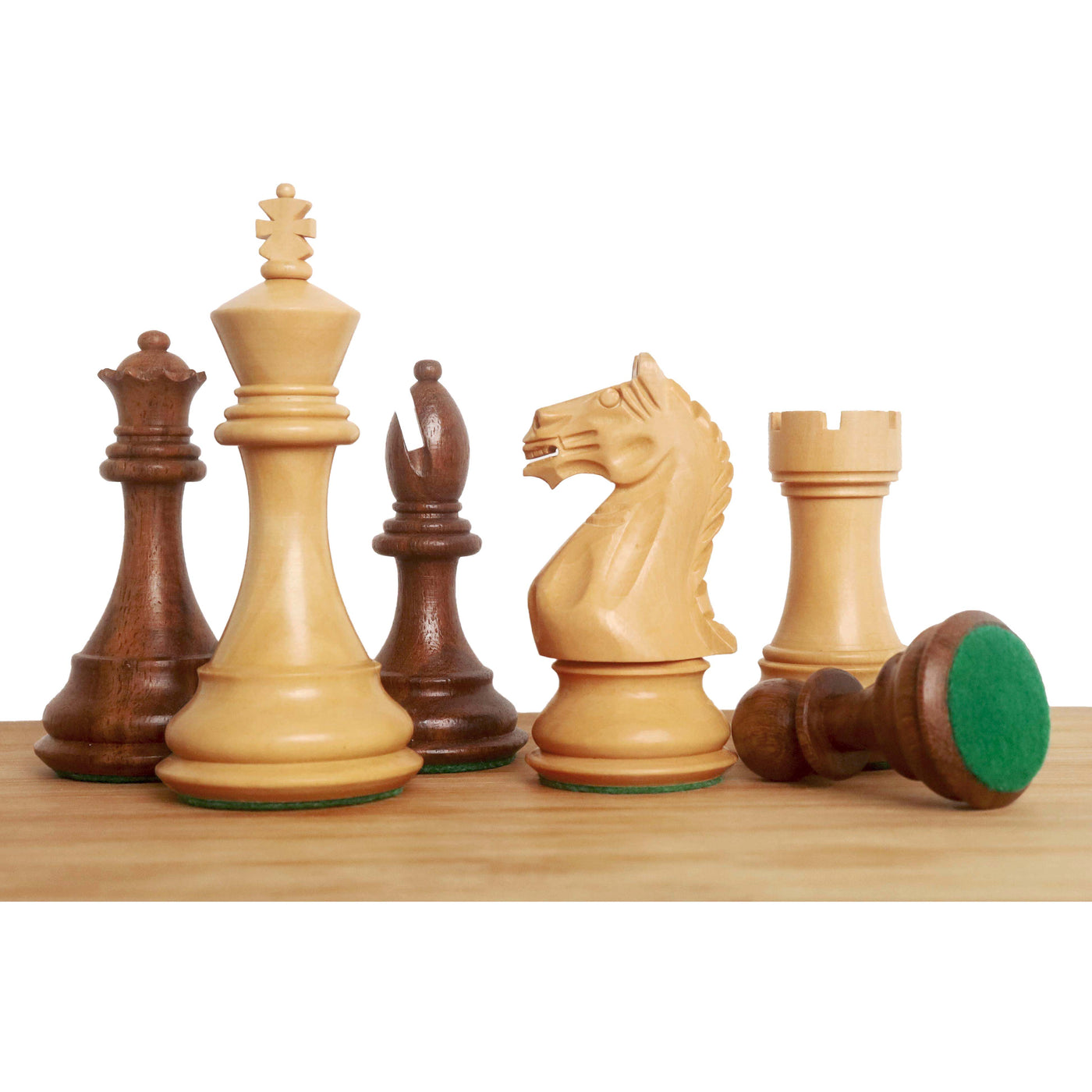 4" Fierce Knight Staunton Chess Set - Chess Pieces Only - Golden Rosewood & Boxwood