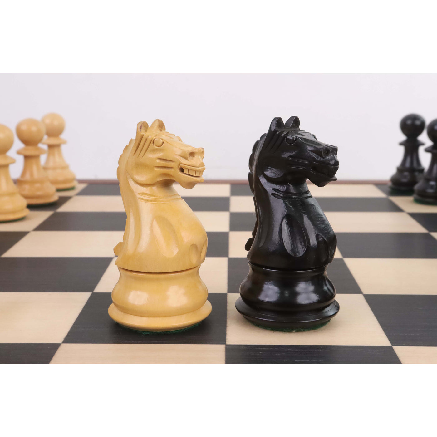 4" Fierce Knight Staunton Chess Set - Chess Pieces Only - Weighted Ebonised Boxwood