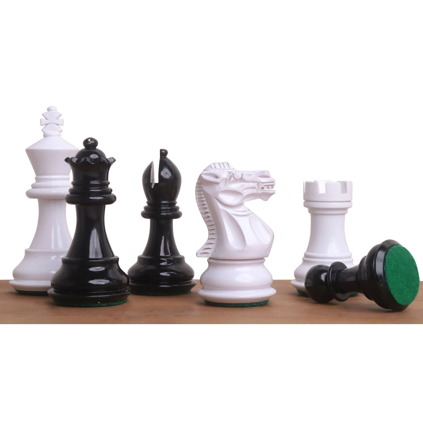 3" Pro Staunton Black & White Painted Wooden Chess Set - Chess Pieces Only