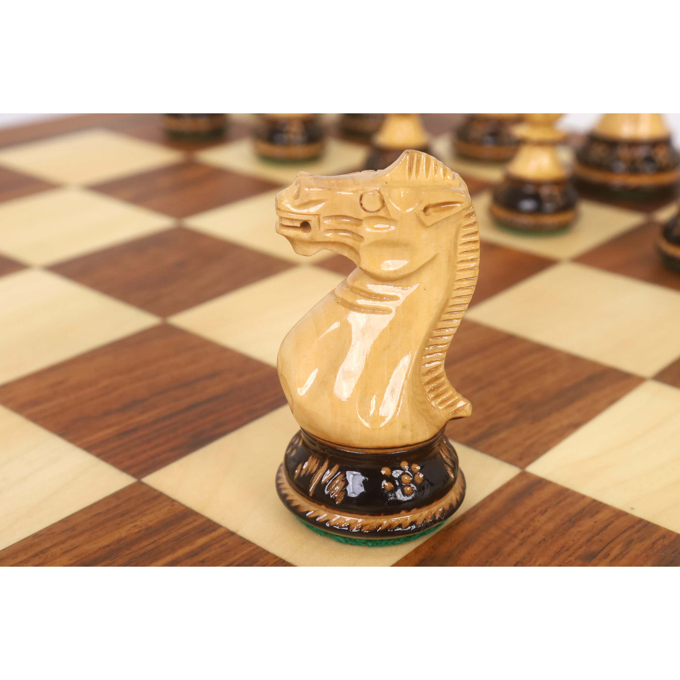 Combo of 20” Legacy Golden Rosewood Chess Board with 4” Professional Staunton Pieces (Gloss Finish)