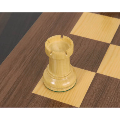 Combo of 1950s' Fischer Dubrovnik Chess Set - Pieces in Mahogany Stained & Boxwood with 21" Chess Board and Leatherette Coffer Storage Box