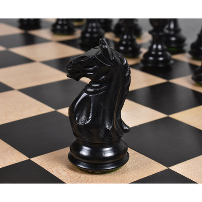 Combo of 3.5" Fierce Knight Staunton Chess Set - Pieces in Ebonised Boxwood with Chess Board & Storage Box