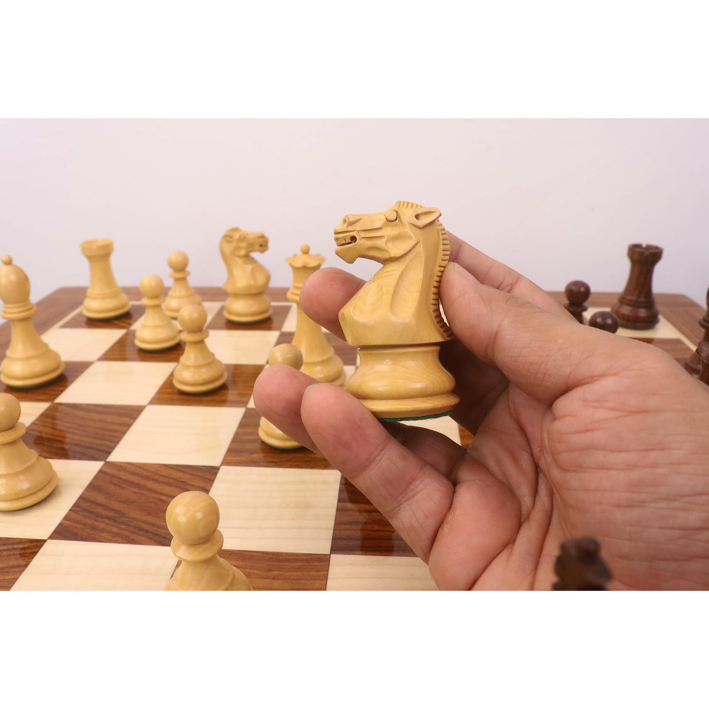 20" Monarch Series Chess Board Table with 3.6" Professional Staunton Chess Pieces - Golden Rosewood