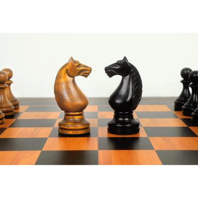 1935 Botvinnik Flohr-II Soviet Chess Pieces Only Set -Distress Antiqued Boxwood & Ebonised Boxwood- 4.4" King
