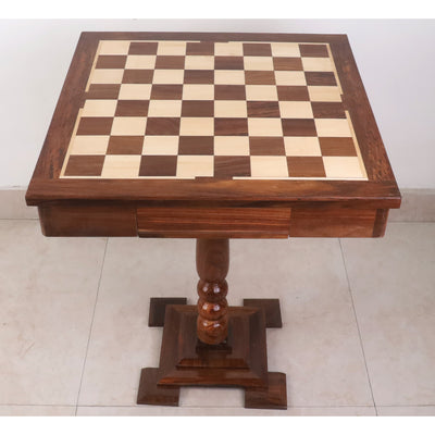 20" Wooden Chess Board Table with Staunton Chess Pieces - Golden Rosewood & Maple