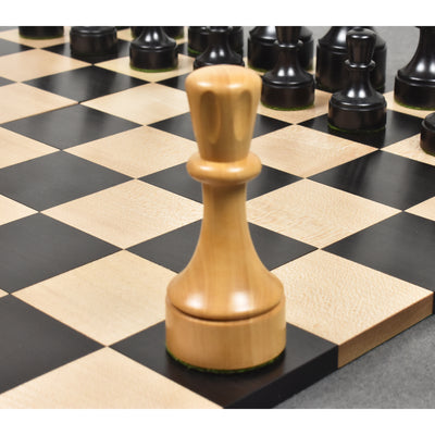 Bundesform German Staunton Alternative Chess Set - Chess Pieces Only- Ebonised Boxwood - 3.8"