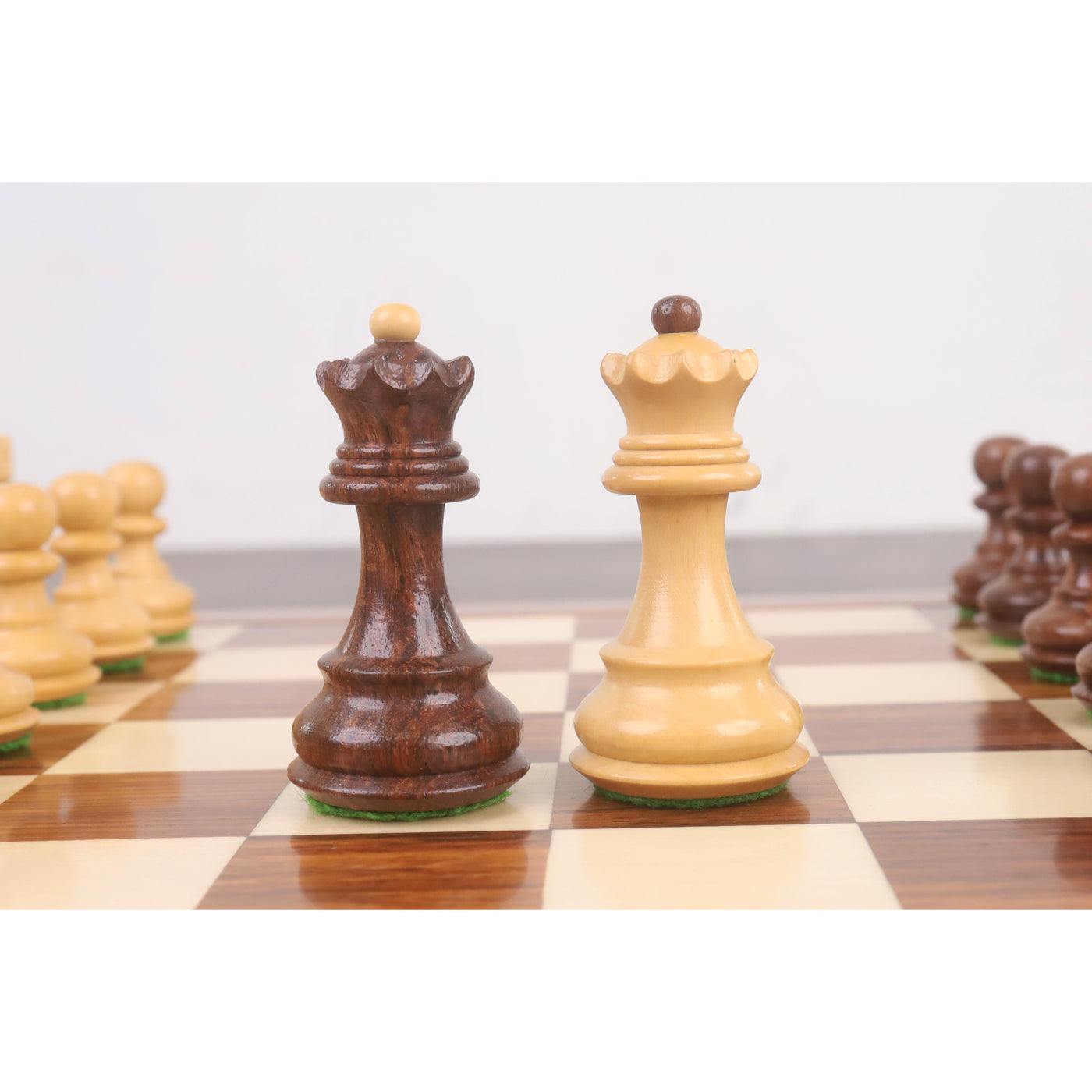 3.1" Russian Zagreb Minimalist Chessnut Air Sensor Compatible Set- Chess Pieces Only - Golden Rosewood & Boxwood