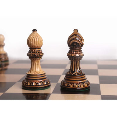 Alexandria Luxury Staunton Burnt Carving Chess Set- Chess Pieces Only - Triple Weighted - Lacquered Boxwood