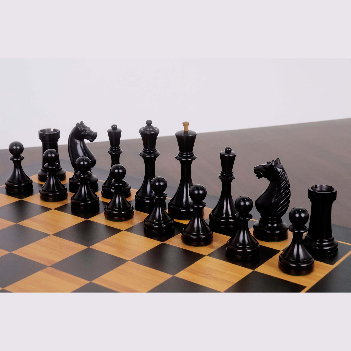 1935 Botvinnik Flohr-II Soviet Chess Pieces Only Set -Distress Antiqued Boxwood & Ebonised Boxwood- 4.4" King