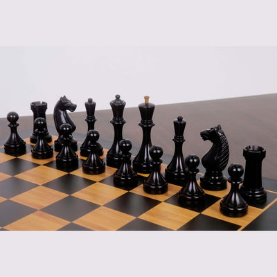 1935 Botvinnik Flohr-II Soviet Chess Pieces Only Set -Distress Antiqued Boxwood & Ebonised Boxwood- 4.4" King
