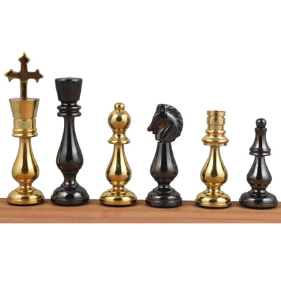 Minimalist Brass Metal Luxury Chess Pieces, Board and Table Set - 21" tall