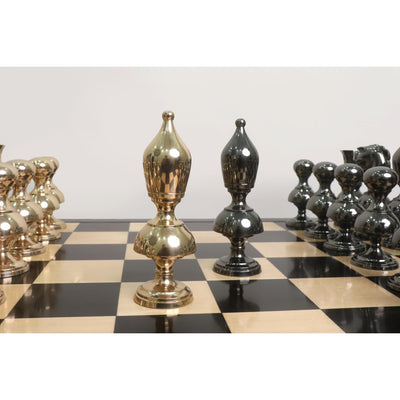 6” Giant Victorian Series Brass Metal Luxury Combo Chess Set - Pieces in Metal with 25" Ebony Wood  Chess board