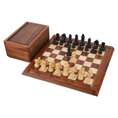 2.8" Tournament Staunton Chess Set - Chess Pieces Only - Ebonised Boxwood- Compact size