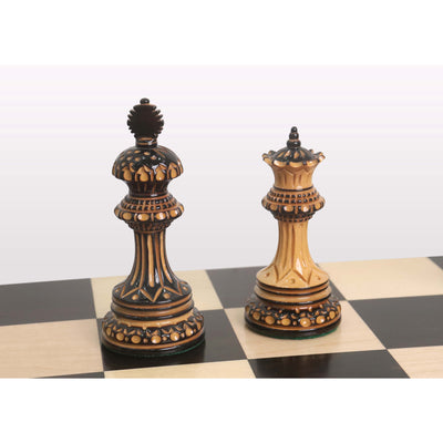 Slightly Imperfect Alexandria Luxury Staunton Burnt Carving Chess Set- Chess Pieces Only - Triple Weighted - Lacquered Boxwood