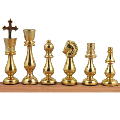 Minimalist Brass Metal Luxury Chess Pieces, Board and Table Set - 21" tall