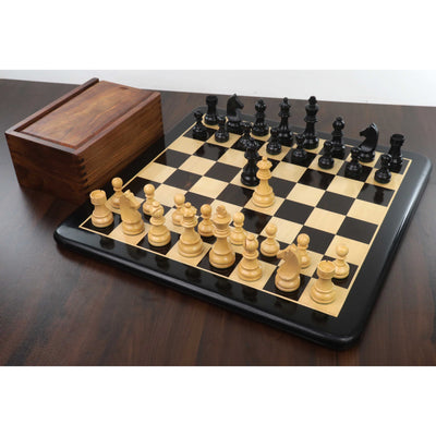 3.9" Tournament Chess Set Combo -Pieces in Ebonised boxwood with Board and Box