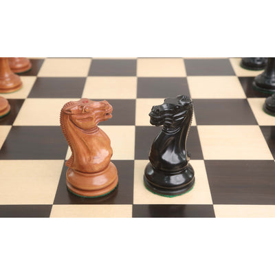 Combo of 1849 Cooke Type Staunton Chess Set - Pieces in Ebony Wood & Antiqued Boxwood with Board and Box