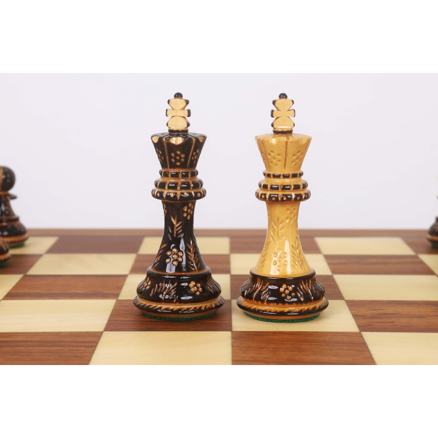 Combo of 20” Legacy Golden Rosewood Chess Board with 4” Professional Staunton Pieces (Gloss Finish)