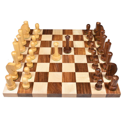 3.9" Minimalist Berliner Combo Chess set-Chess pieces with board and box - Golden Rosewood