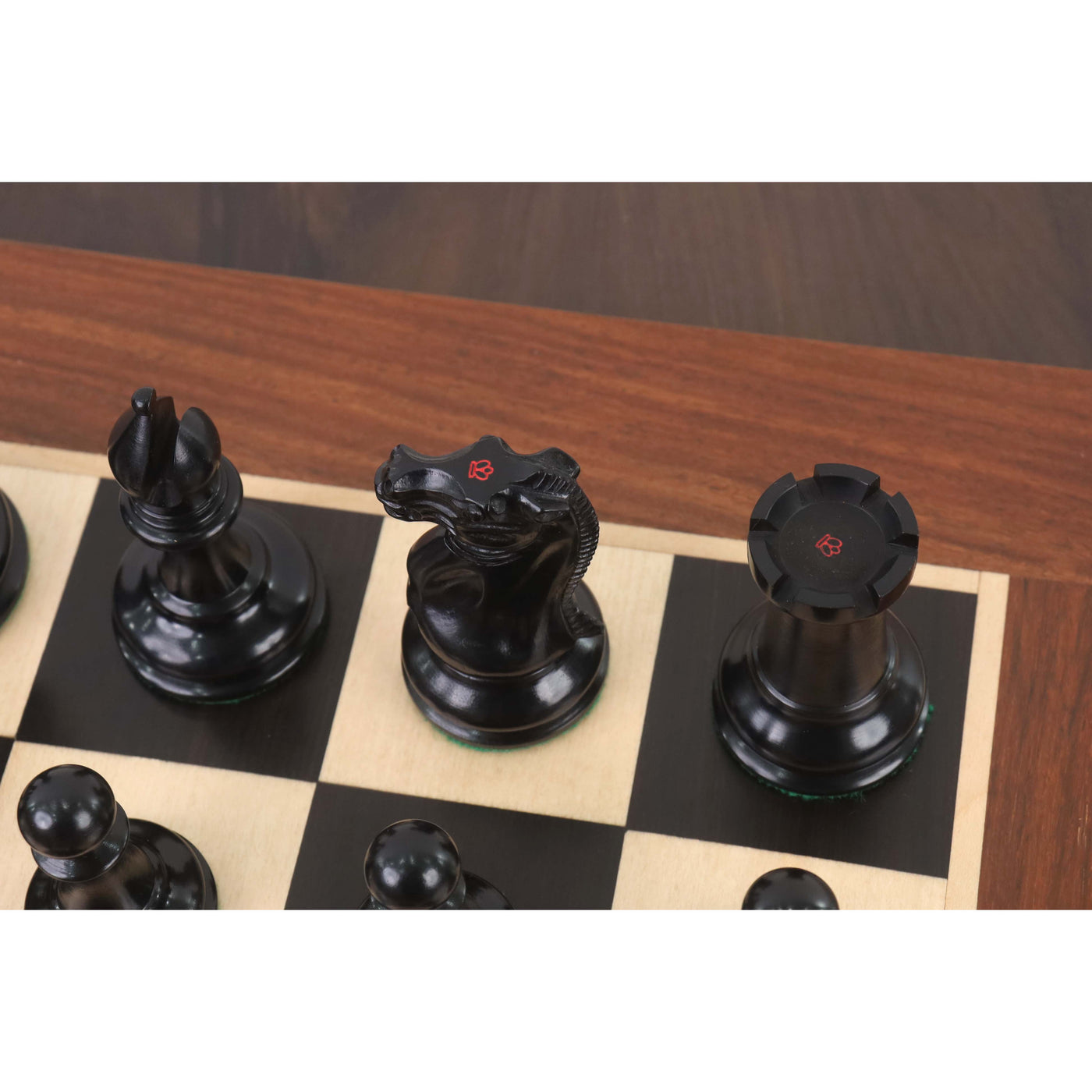 Combo of 1849 Cooke Type Staunton Chess Set - Pieces in Ebony Wood & Antiqued Boxwood with Board and Box