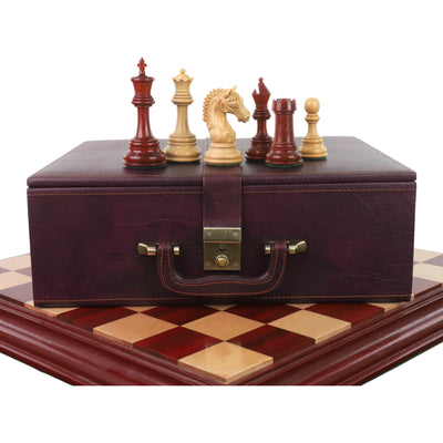 4.5" Tilted Knight Luxury Staunton Chess Set - Chess Pieces Only -Bud Rosewood & Boxwood