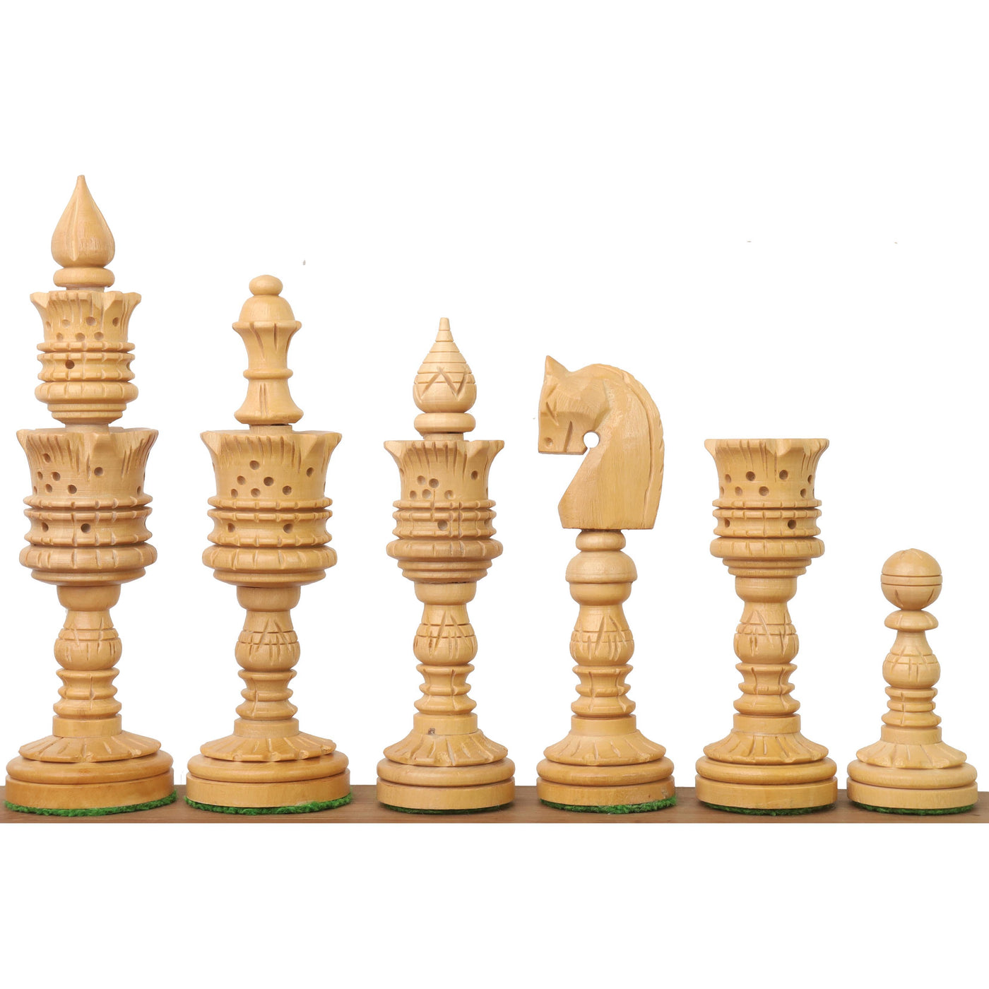 4.7" Hand Carved Lotus Series Chess Set - Chess Pieces Only in Weighted Bud Rosewood