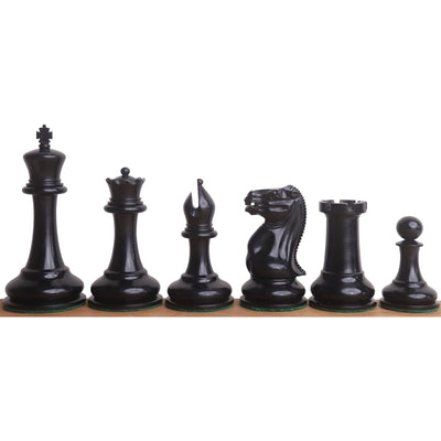 Combo of 1849 Cooke Type Staunton Chess Set - Pieces in Ebony Wood & Antiqued Boxwood with Board and Box