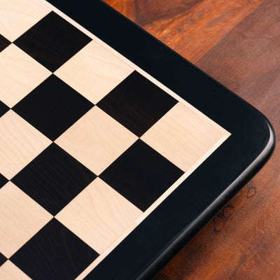 Timeless 21" Ebony & Maple Chessboard with 3.9" Luxury Craftsman Staunton Pieces in Ebonised Boxwood