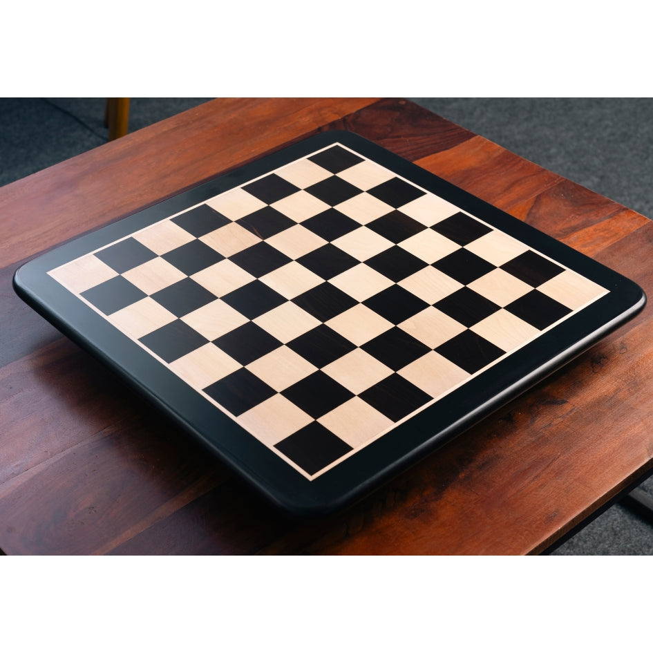 Timeless 21" Ebony & Maple Chessboard with 3.9" Luxury Craftsman Staunton Pieces in Ebonised Boxwood