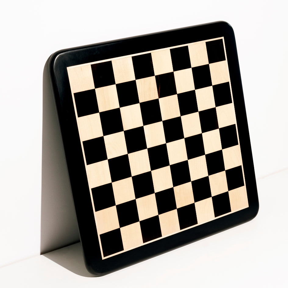 Timeless 21" Ebony & Maple Chessboard with 3.9" Luxury Craftsman Staunton Pieces in Ebonised Boxwood