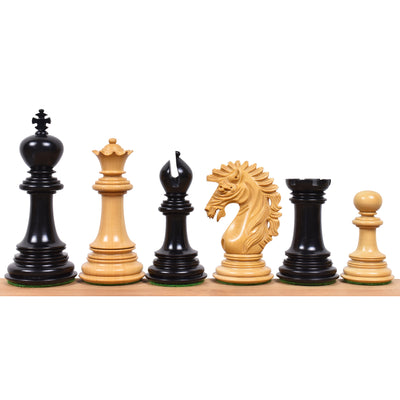 Exquisite 23" Ebony & Maple Chessboard with 4.6" Mogul Staunton Luxury Pieces in Ebony Wood