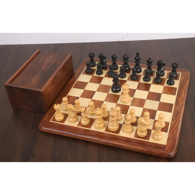 Slightly Imperfect 3.3" Taj Mahal Staunton Chess Set- Chess Pieces Only - Ebonised Boxwood & Boxwood