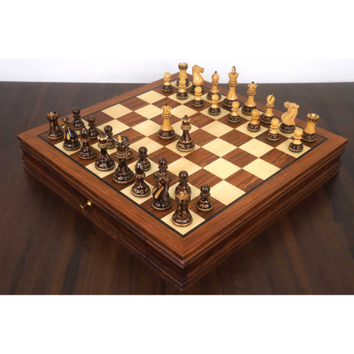 Combo of 20” Legacy Golden Rosewood Chess Board with 4” Professional Staunton Pieces (Gloss Finish)