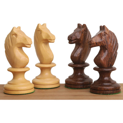 4.8" Averbakh Soviet Russian Chess Set - Chess Pieces Only - Double Weighted Golden Rosewood & Boxwood