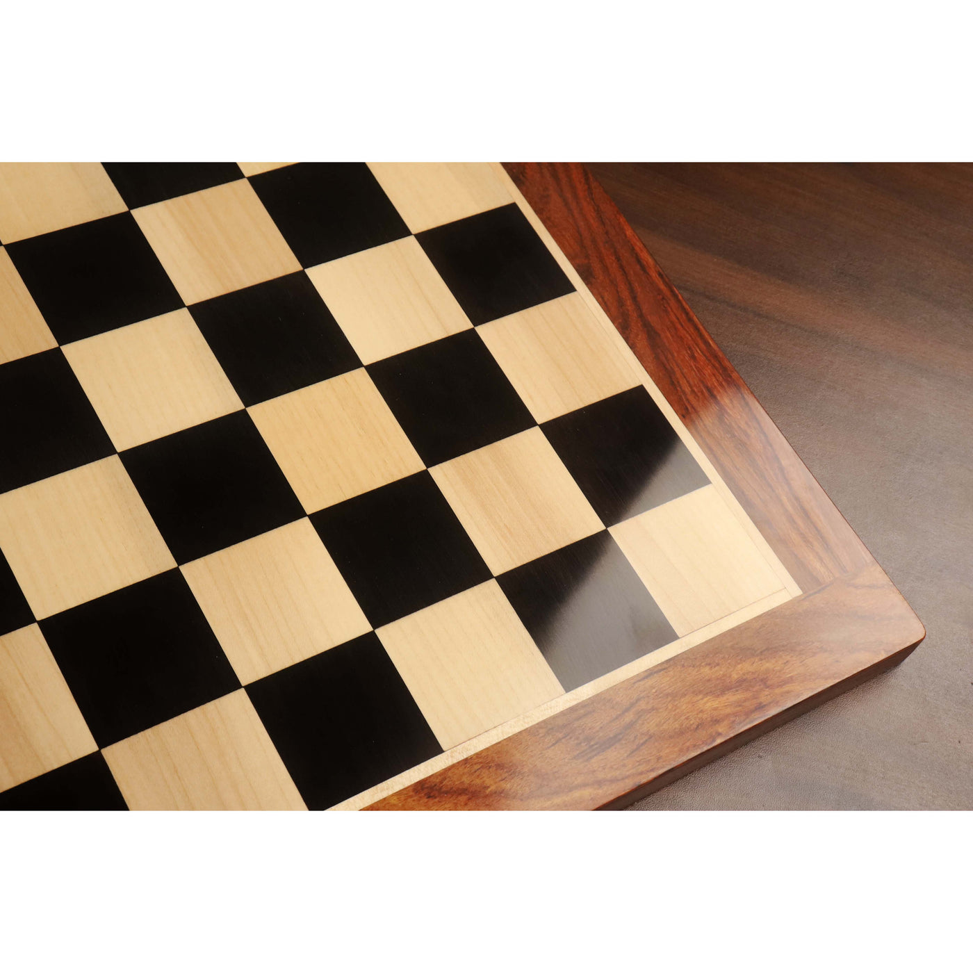 21" Large Ebony & Maple Wood Chessboard 55 mm Square - Golden Rosewood borders