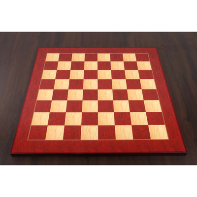 21" Red Ash Burl & Burl Boxwood Printed Chess Board- 55mm square- Gloss Finish