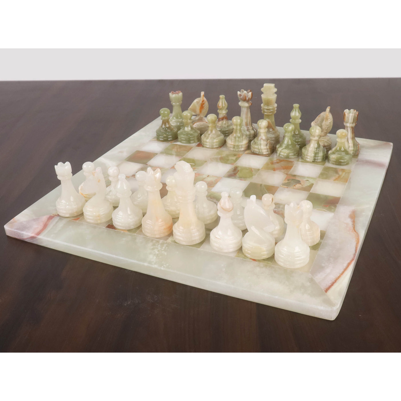 Onyx Marble & Stone Chess Pieces & Board Combo Set - 15" - Handcrafted Chess Set