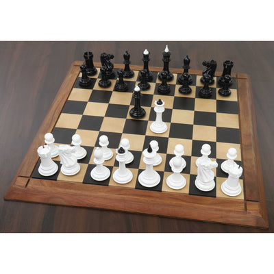 1940s' Soviet Reproduced Chess Set - Chess Pieces Only - Black and White Lacquer Boxwood