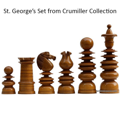 Slightly Imperfect 4.3" St. George Pre-Staunton Calvert Chess Set- Chess Pieces Only-Antiqued Boxwood And Ebony