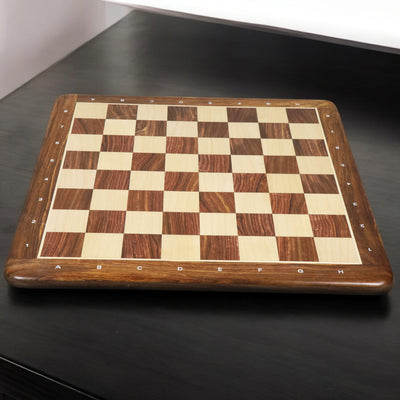 Slightly Imperfect 21" Large Chess board - Golden Rosewood & Maple - 55 mm Square- Algebraic Notations