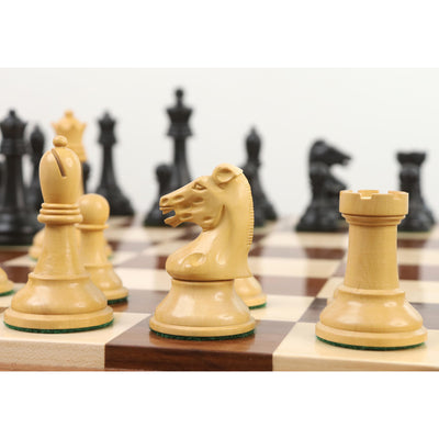 Slightly Imperfect 3.7" Reproduced Drueke Player's Choice Chess Set - Chess Pieces Only- Ebonised Boxwood