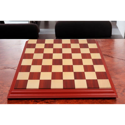 23" Bud Rosewood & Maple Wood Luxury Chessboard with Carved Border- 63 mm Square