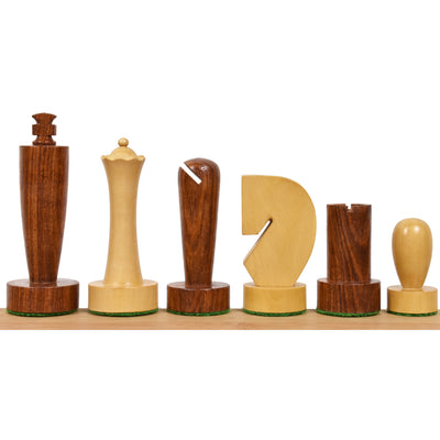 3.9" Minimalist Berliner Combo Chess set-Chess pieces with board and box - Golden Rosewood