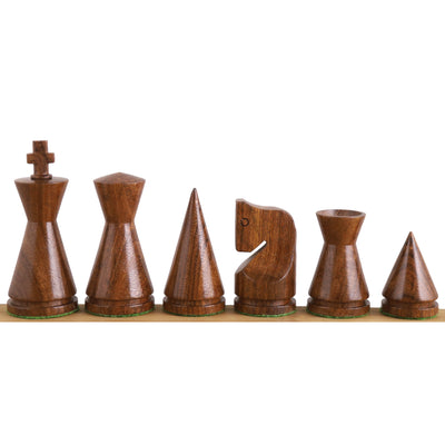 3" Russian Poni Minimalist Chessnut Air Sensor Compatible Set- Chess Pieces Only - Golden Rosewood & Boxwood