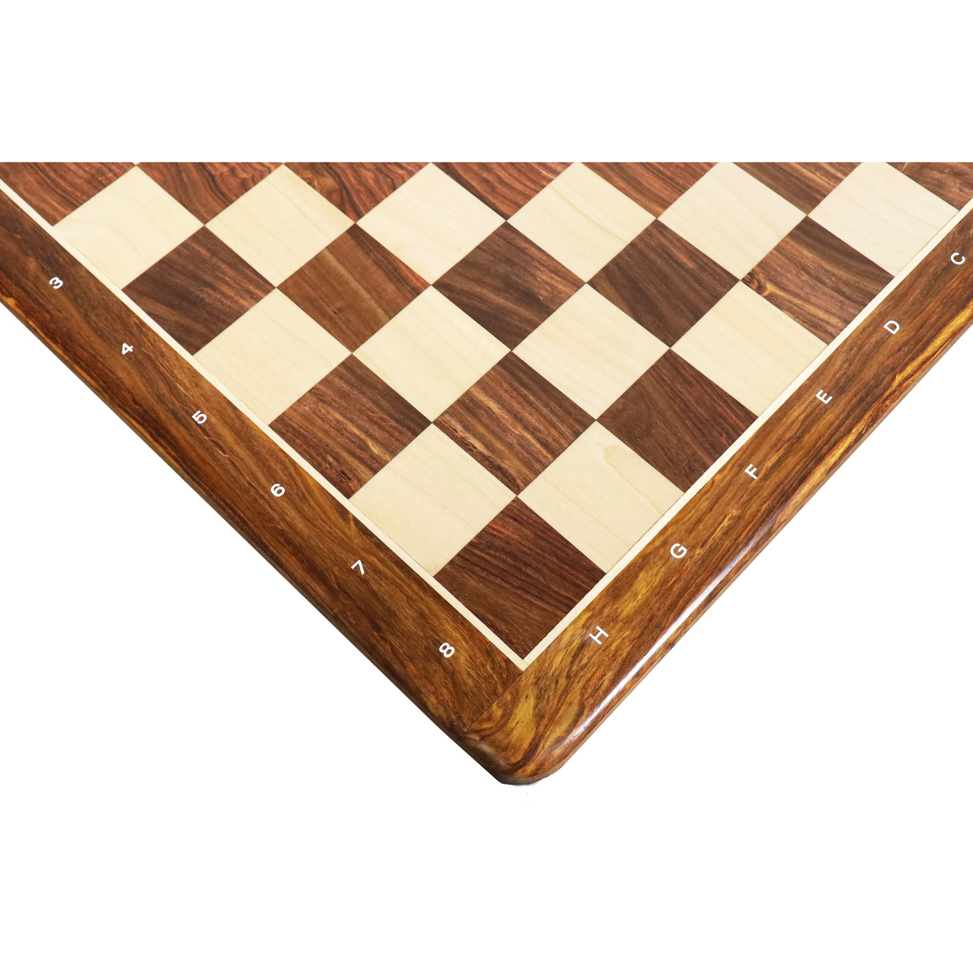 21" Large Chess board - Golden Rosewood & Maple - 55 mm Square- Algebraic Notations